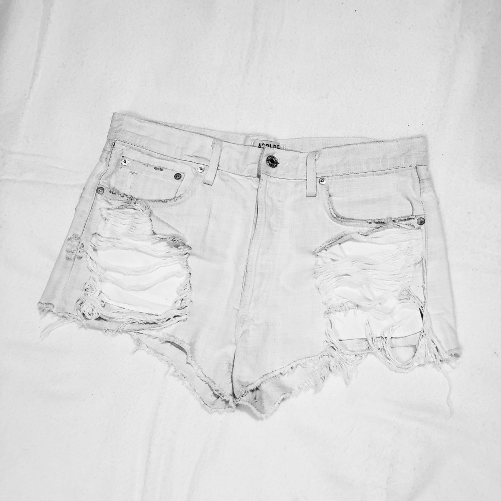 Agolde high waisted distressed shorts.